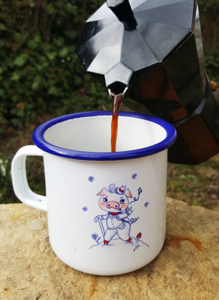 Produkt - Emaille Tasse Schwein