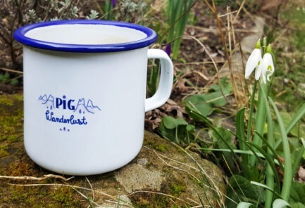 Produkt - Emaille Tasse Schwein - Rückseite