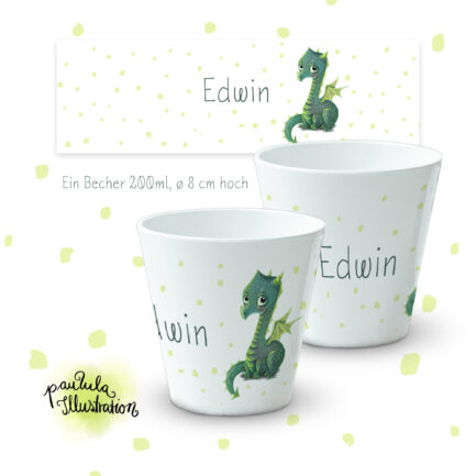 Kindergeschirr-Set Becher Drache